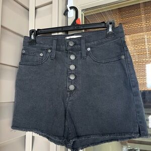 Madewell high rise black button fly shorts size 25